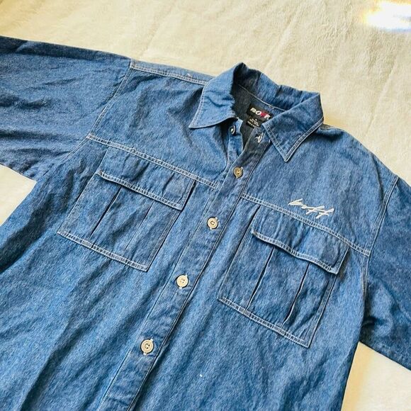 Vintage Y2K Boff Denim Button Up Skater Men’s Shirt - Picture 3 of 5